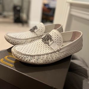 Roberto Cavalli Mens White Loafers Shoes Perforated Size 41 8